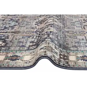 PETRA HALI 0035 Hav Toz Vermez Etnik ve Modern Desenli Renkli Saçaklı Halı