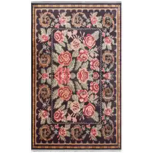 Antique ATK 02 Black Yıkanabilir Modern Ve Etnik Desenli Kaymaz Tabanlı Makine Halısı