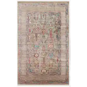 Antique ATK 07 Olive Yıkanabilir Modern Ve Etnik Desenli Kaymaz Tabanlı Makine Halısı