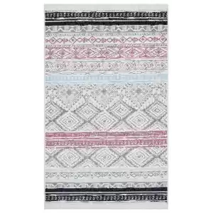 Arya Ar 04 Pink Aqua %100 Geri Dönüşümlü Pamuktan Çift Taraflı Yıkanabilir Modern Dekoratif Kilim