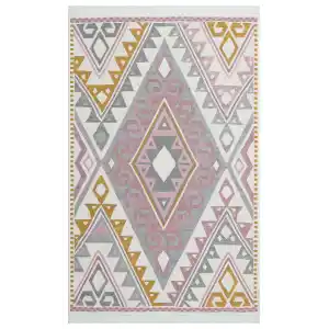 Arya Ar 08 Pink Yellow %100 Geri Dönüşümlü Pamuktan Çift Taraflı Yıkanabilir Modern Dekoratif Kilim