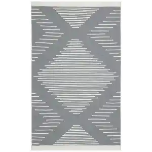 Arya Ar 15 Grey %100 Geri Dönüşümlü Pamuktan Çift Taraflı Yıkanabilir Modern Dekoratif Kilim