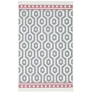 Arya Ar 17 Grey Pink %100 Geri Dönüşümlü Pamuktan Çift Taraflı Yıkanabilir Modern Dekoratif Kilim