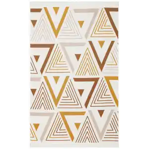 Arya Ar 18 Beige Yellow %100 Geri Dönüşümlü Pamuktan Çift Taraflı Yıkanabilir Modern Dekoratif Kilim