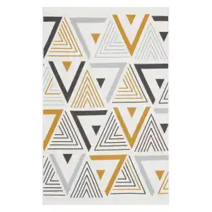 Arya Ar 18 Yellow Grey %100 Geri Dönüşümlü Pamuktan Çift Taraflı Yıkanabilir Modern Dekoratif Kilim