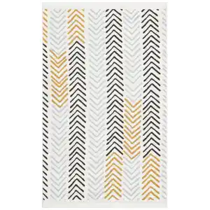 Arya Ar 19 White Black %100 Geri Dönüşümlü Pamuktan Çift Taraflı Yıkanabilir Modern Dekoratif Kilim