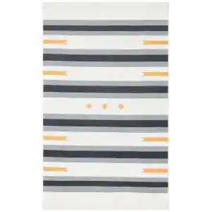 Arya Ar 24 Yellow Antrasit %100 Geri Dönüşümlü Pamuktan Çift Taraflı Yıkanabilir Modern Dekoratif Kilim