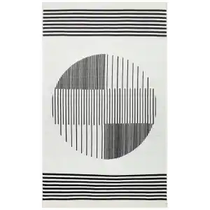 Arya Ar 25 White Black %100 Geri Dönüşümlü Pamuktan Çift Taraflı Yıkanabilir Modern Dekoratif Kilim