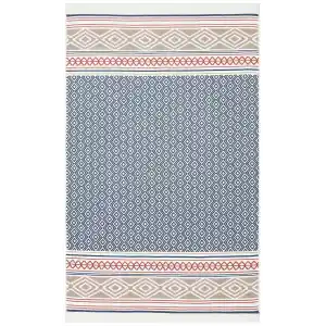 Arya Ar 26 Navy Beige %100 Geri Dönüşümlü Pamuktan Çift Taraflı Yıkanabilir Modern Dekoratif Kilim