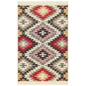 Arya Ar 33 Red %100 Geri Dönüşümlü Pamuktan Çift Taraflı Yıkanabilir Modern Dekoratif Kilim