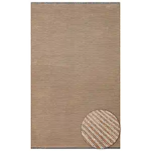 Ada Plain Beige Yüksek Alçak Dokulu Hav Toz Vermez Kolay Kullanımlı Yıkanabilir Kaymaz Kilim