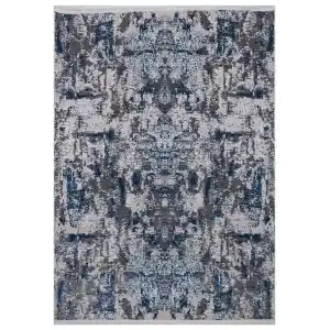 Allegro 1021 Mavi Dekoratif Modern Kaymaz Tabanlı Makine Halısı ✄