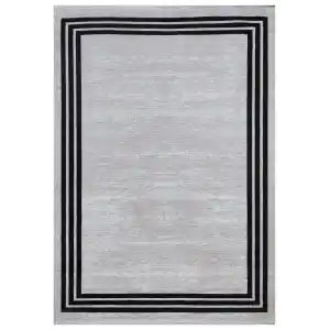 Allegro 2185 Siyah Dekoratif Modern Kaymaz Tabanlı Makine Halısı