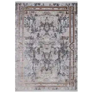 Allegro A1022 Vizon Dekoratif Modern Kaymaz Tabanlı Makine Halısı