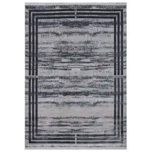 Allegro A1043 Füme Dekoratif Modern Kaymaz Tabanlı Makine Halısı