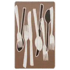 Arya Neo Arn 06 Brown White Yıkanabilir Kaymaz Tabanlı Modern Pamuk Kilim