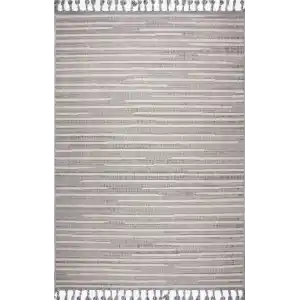 Astra 28052A Beyaz Gri Bukle Tekniğiyle Üretilmiş Modern Makine Halısı