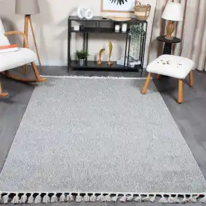 Boho BH-3 Gri Bukle Dokuma Modern Makine Halısı