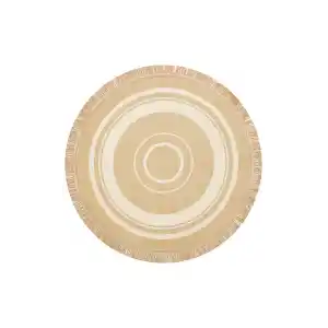 Brooklyn Brk 09 Ivory Q Yuvarlak Hasır Görünümlü Kaymaz Renkli Dokuma Modern Kilim