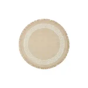 Brooklyn Brk 11 Natural Whıte Q Yuvarlak Hasır Görünümlü Kaymaz Renkli Dokuma Modern Kilim