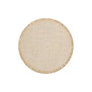 Brooklyn Brk 01 Cream Sılver Q Yuvarlak Hasır Görünümlü Kaymaz Renkli Dokuma Modern Kilim