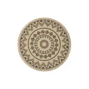 Brooklyn Brk 08 Black Yuvarlak Hasır Görünümlü Kaymaz Renkli Dokuma Modern Kilim