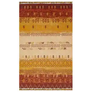 Buhari BHR 09 Terra Afgan Yağcıbedir Desenli Hav Toz Vermez Yıkanabilir Kaymaz İnce Dokuma Halı