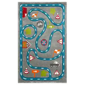 Eko Kids KDS 19 Blue Grey Trafik Temalı Hav Toz Vermez Çocuk Halısı
