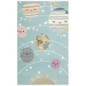 Eko Kids KDS 24 Blue Gezegen Temalı Hav Toz Vermez Çocuk Halısı