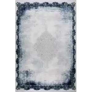 Elit 29440D Beyaz Mavi Akrilik Makine Halısı