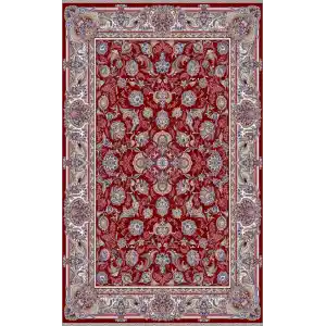 Isfahan 01 Red Klasik Desenli Yüksek Kalite Sık Dokuma Makine Halısı