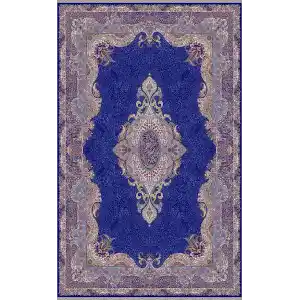 Isfahan 02 Navy  Klasik Desenli Yüksek Kalite Sık Dokuma Makine Halısı