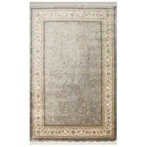 Isfahan 03 Grey Cream Klasik Desenli Yüksek Kalite Sık Dokuma Makine Halısı