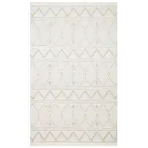 Motto MOT 03 White Beige Yumuşak Tuşeli Örgü Dokuma Modern Makine Halısı