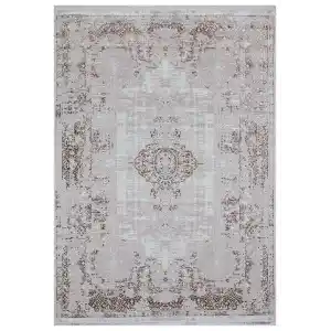 Nakış 2003 Açık Vizon Klasik Desenli Kaymaz Tabanlı Makine Halısı