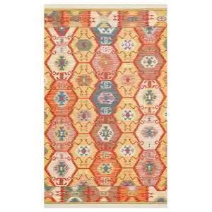 NOMAD KILIM 0026 Yıkanabilir, Çift Taraflı Kullanıma Uygun Yumuşak Tuşeli Otantik Kilim