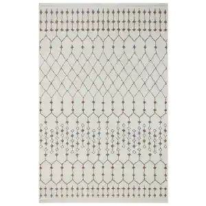 Otantik 3001 Krem Dekoratif Modern Kaymaz Tabanlı Makinede Yıkanabilir Halı Kilim