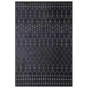 Otantik 3002 Antrasit Dekoratif Modern Kaymaz Tabanlı Makinede Yıkanabilir Halı Kilim