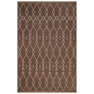 Otantik 3004 Kahve Dekoratif Modern Kaymaz Tabanlı Makinede Yıkanabilir Halı Kilim