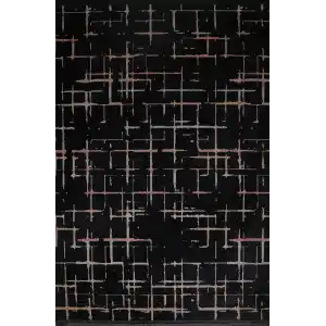Otantik-FX 12A Siyah Multi Dekoratif Modern Kaymaz Tabanlı Makinede Yıkanabilir Halı Kilim