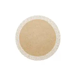 Patna PTN 02 Natural White Jüt Hasır Görünümlü Hav Toz Vermez Dekoratif Örgü Halı