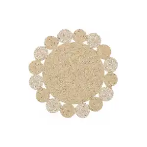 Patna PTN 03 Natural White Jüt Hasır Görünümlü Hav Toz Vermez Dekoratif Örgü Halı