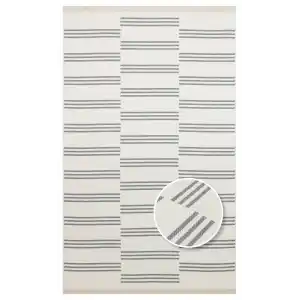 Riva Rv 02 Cream Grey Makinede Yıkanabilir Kaymaz Tabanlı Pamuk Kilim