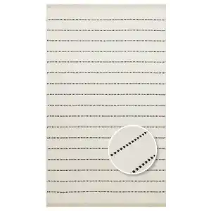 Riva Rv 03 Cream Black Makinede Yıkanabilir Kaymaz Tabanlı Pamuk Kilim