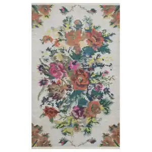 Ruby RB 03 White Yıkanabilir Kolay Kullanımlı Modern ve Geleneksel Desenlere Sahip Renkli Kilim