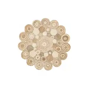 Solo Jüt 111 White Multy XW Yuvarlak El Dokuma Flatweave Naturel Jüt Hasır Halı