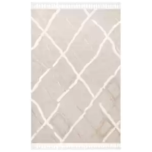 Terazzo 03 Beige White Hav Toz Vermez Yumuşak Dokulu Etnik Örgü Desenlere Sahip Modern İskindinav Halı