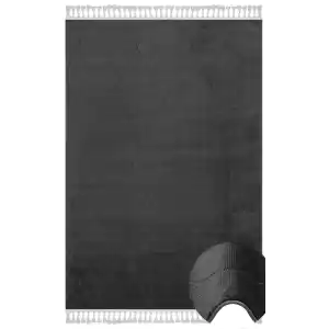 Urban 02 Black Etnik Desenlere Sahip Hav Toz Vermez Yumuşak Dokulu Modern Halı