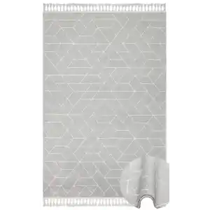 Urban 03 Grey White Etnik Desenlere Sahip Hav Toz Vermez Yumuşak Dokulu Modern Halı