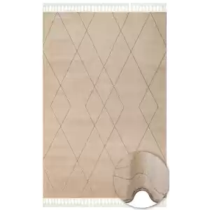 Urban 02 Beige Etnik Desenlere Sahip Hav Toz Vermez Yumuşak Dokulu Modern Halı